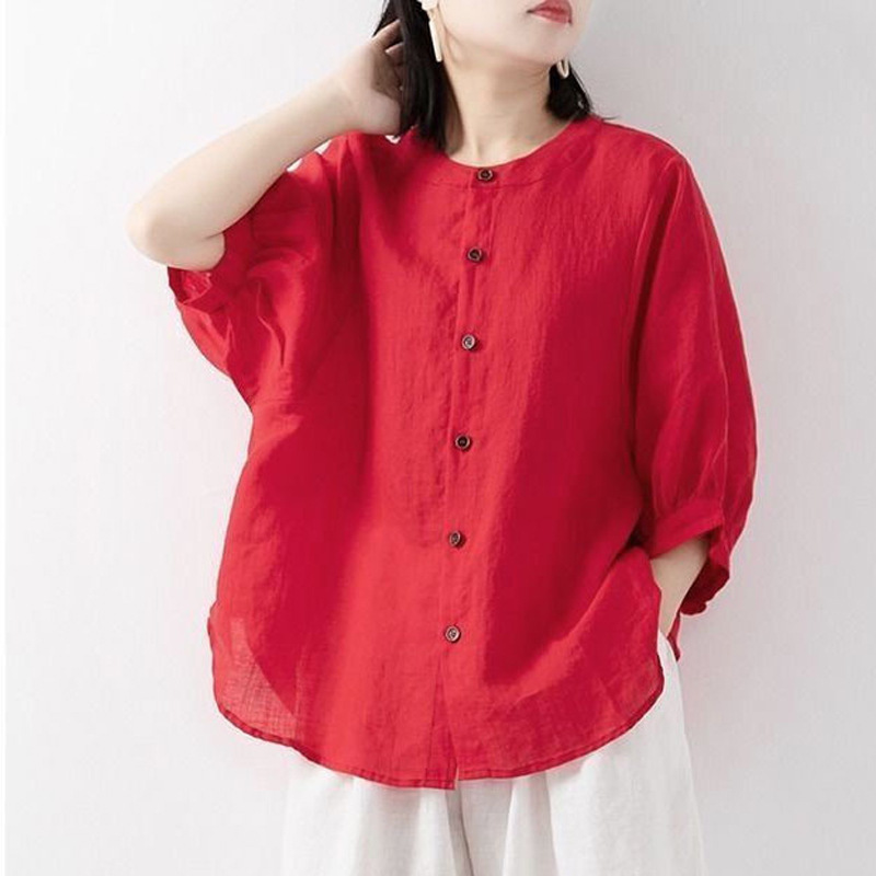 Korean Lifestyle - Camicia in cotone e lino da